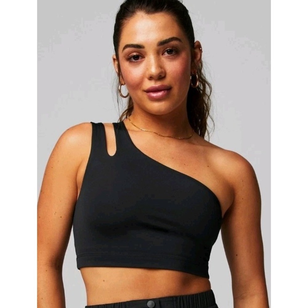 NWT Black Asymmetrical Double Strap Midi Bra Sz M